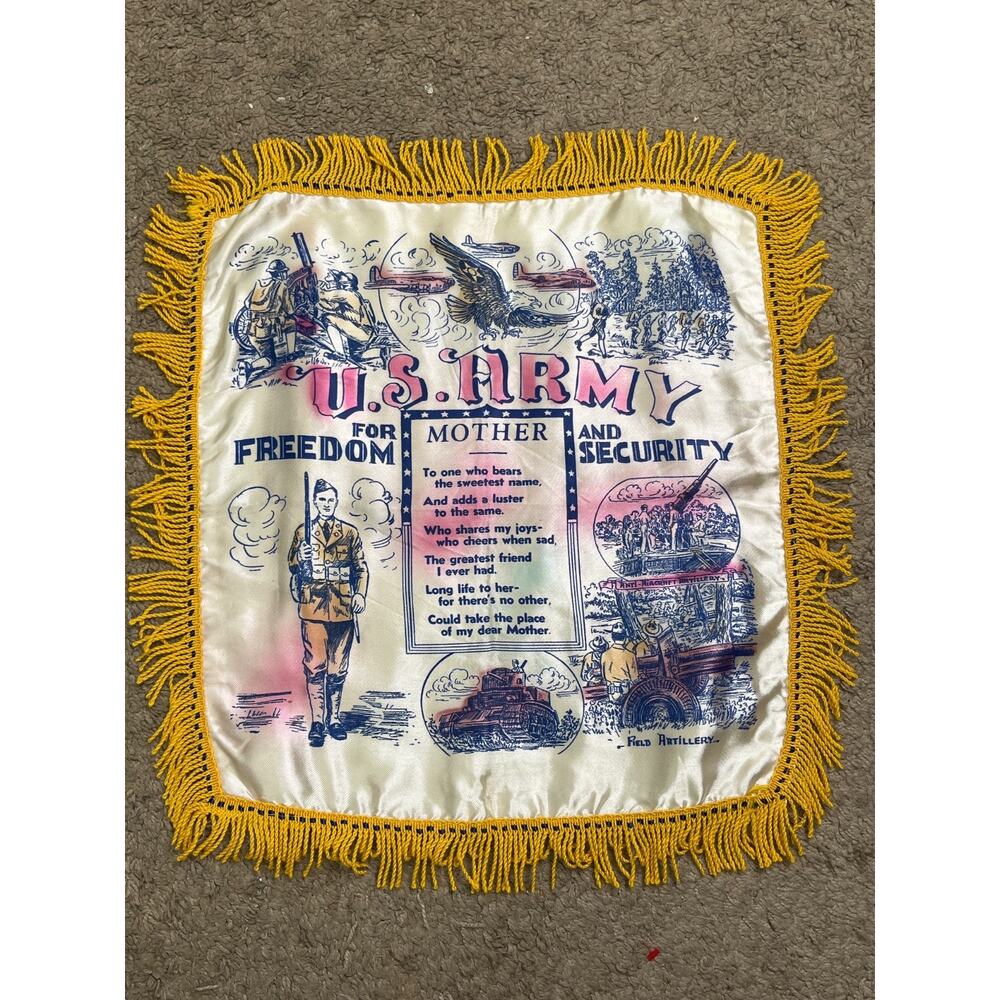 WWI US Army Mom Tribute Pillow Cover Antique Military Memorabilia History
